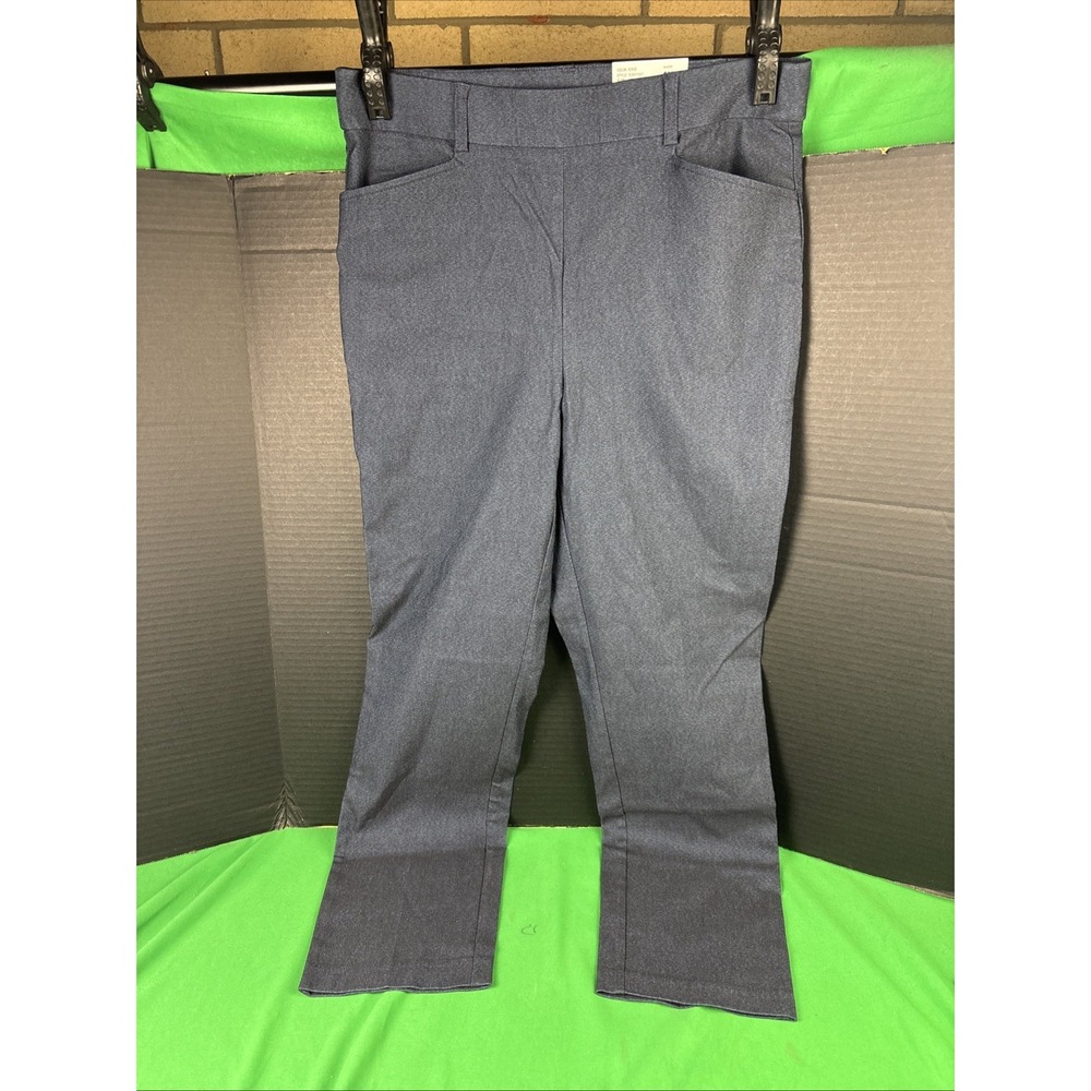 Rafaella Womens Pull-On Stretch Ankle Pant Size 22W Rinse Blue Slim Straight